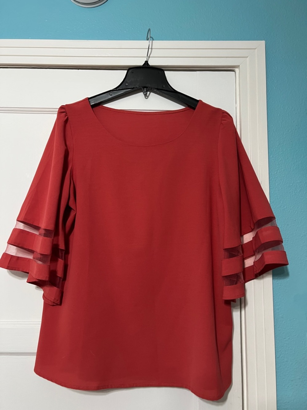 Womens persimmon poly top